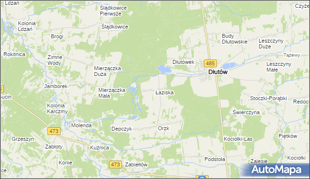 mapa Łaziska gmina Dłutów, Łaziska gmina Dłutów na mapie Targeo