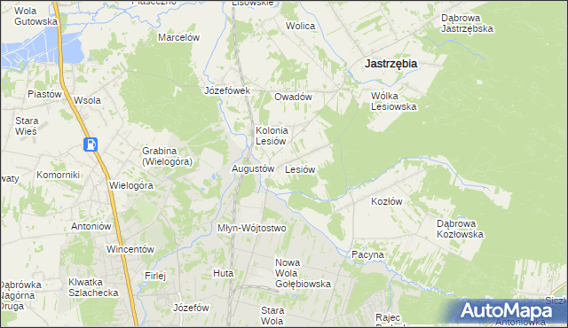 mapa Lesiów, Lesiów na mapie Targeo