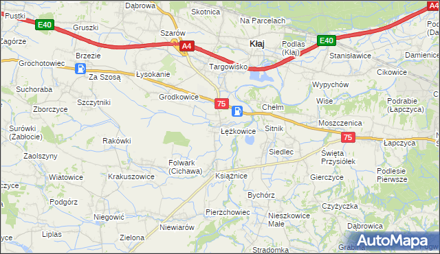 mapa Łężkowice, Łężkowice na mapie Targeo