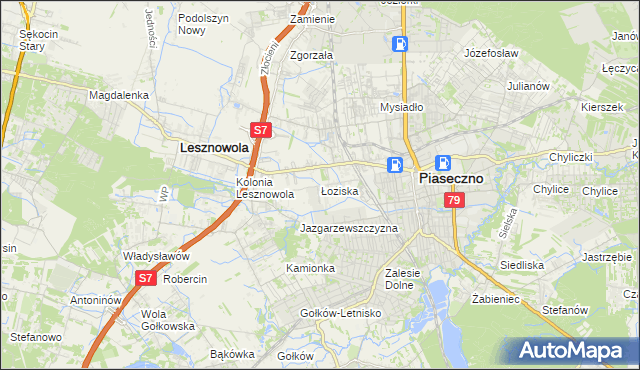 mapa Łoziska, Łoziska na mapie Targeo