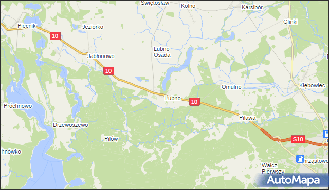 mapa Lubno gmina Wałcz, Lubno gmina Wałcz na mapie Targeo