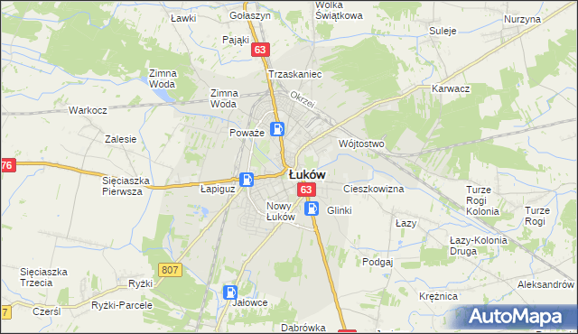 mapa Łuków, Łuków na mapie Targeo