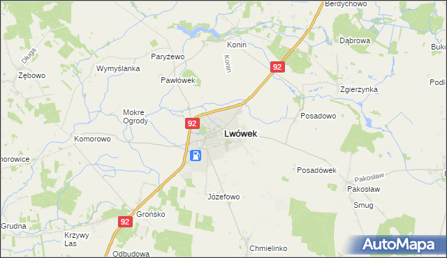 mapa Lwówek powiat nowotomyski, Lwówek powiat nowotomyski na mapie Targeo