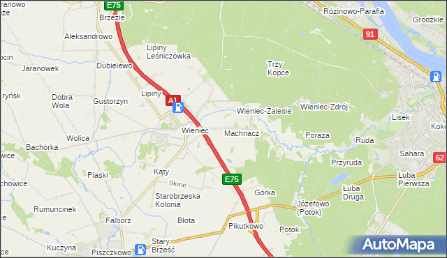 mapa Machnacz gmina Brześć Kujawski, Machnacz gmina Brześć Kujawski na mapie Targeo