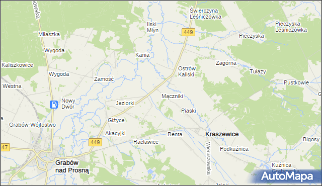 mapa Mączniki gmina Kraszewice, Mączniki gmina Kraszewice na mapie Targeo