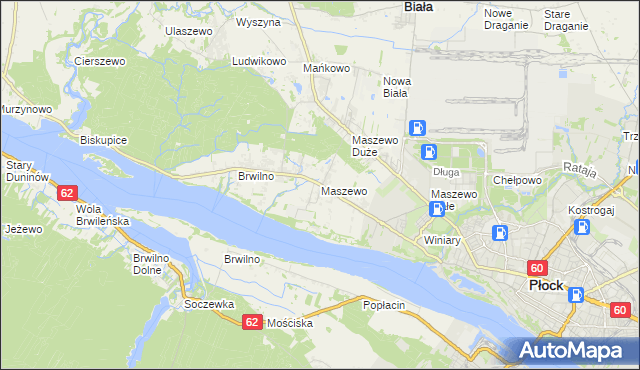 mapa Maszewo gmina Stara Biała, Maszewo gmina Stara Biała na mapie Targeo