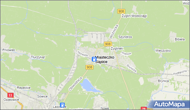 mapa Miasteczko Śląskie, Miasteczko Śląskie na mapie Targeo