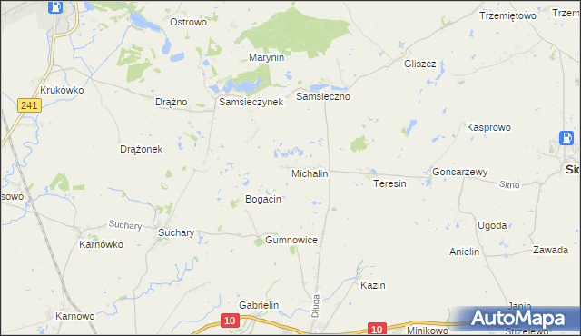 mapa Michalin gmina Nakło nad Notecią, Michalin gmina Nakło nad Notecią na mapie Targeo