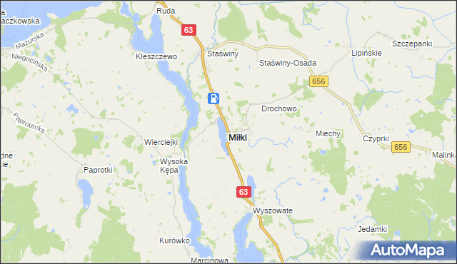 mapa Miłki, Miłki na mapie Targeo