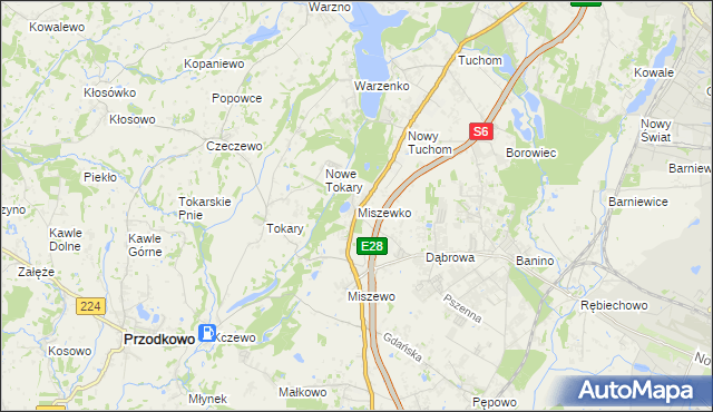 mapa Miszewko gmina Żukowo, Miszewko gmina Żukowo na mapie Targeo