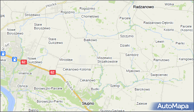 mapa Miszewko Strzałkowskie, Miszewko Strzałkowskie na mapie Targeo