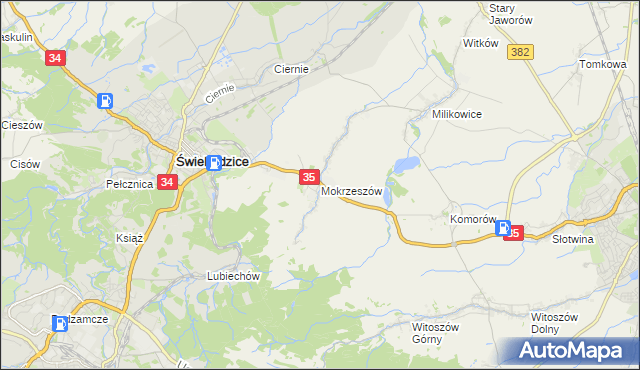 mapa Mokrzeszów, Mokrzeszów na mapie Targeo