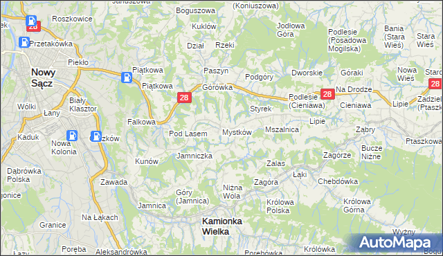 mapa Mystków, Mystków na mapie Targeo