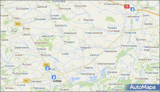 mapa Niegowić, Niegowić na mapie Targeo