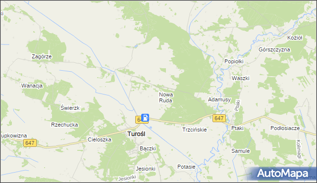 mapa Nowa Ruda gmina Turośl, Nowa Ruda gmina Turośl na mapie Targeo