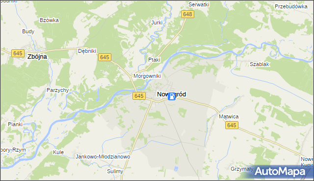mapa Nowogród powiat łomżyński, Nowogród powiat łomżyński na mapie Targeo