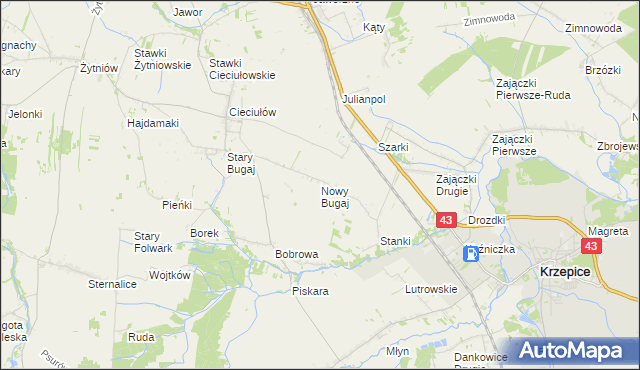 mapa Nowy Bugaj, Nowy Bugaj na mapie Targeo