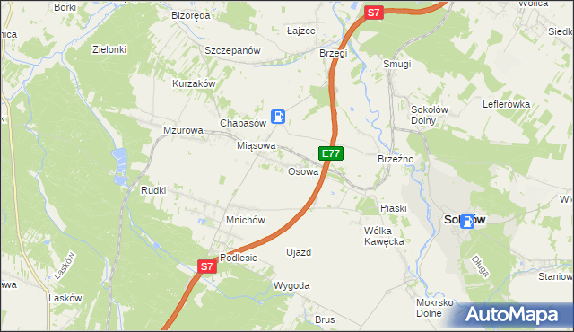 mapa Osowa gmina Sobków, Osowa gmina Sobków na mapie Targeo