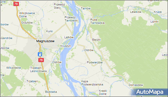 mapa Ostrów gmina Maciejowice, Ostrów gmina Maciejowice na mapie Targeo