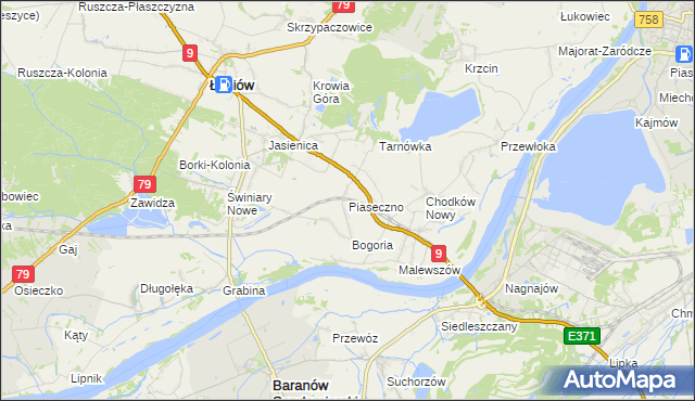 mapa Piaseczno gmina Łoniów, Piaseczno gmina Łoniów na mapie Targeo
