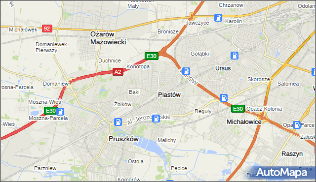 mapa Piastów powiat pruszkowski, Piastów powiat pruszkowski na mapie Targeo