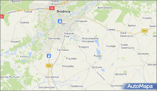 mapa Podgórz gmina Brodnica, Podgórz gmina Brodnica na mapie Targeo