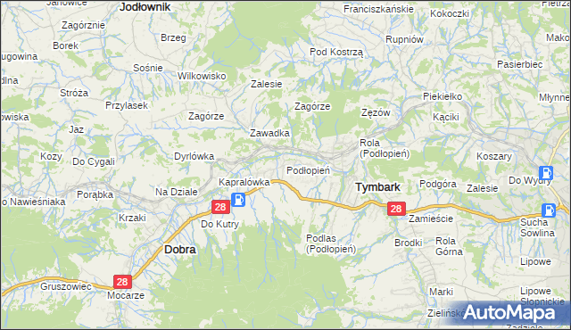 mapa Podłopień, Podłopień na mapie Targeo
