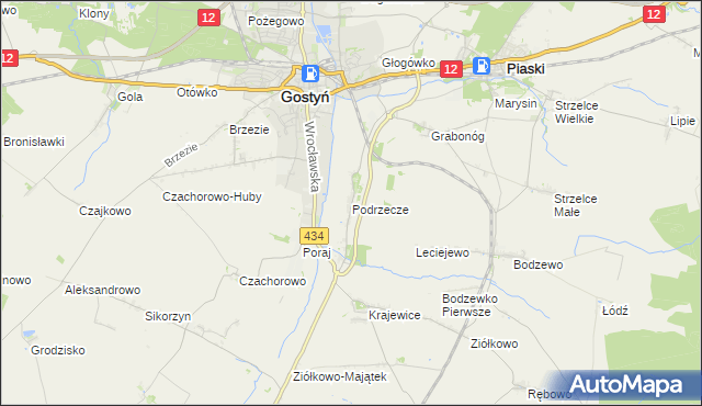 mapa Podrzecze gmina Piaski, Podrzecze gmina Piaski na mapie Targeo