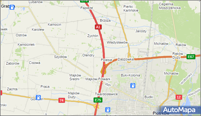 mapa Polesie gmina Grabica, Polesie gmina Grabica na mapie Targeo