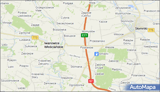 mapa Poskwitów, Poskwitów na mapie Targeo