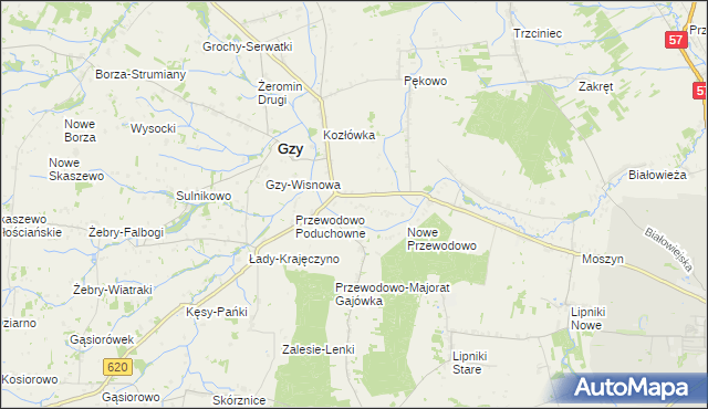 mapa Przewodowo-Parcele, Przewodowo-Parcele na mapie Targeo