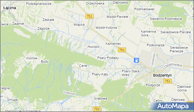 mapa Psary-Podłazy, Psary-Podłazy na mapie Targeo