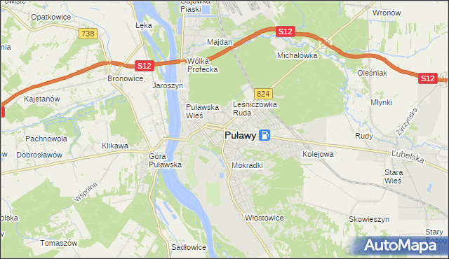 mapa Puław, Puławy na mapie Targeo