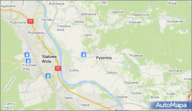 mapa Pysznica, Pysznica na mapie Targeo