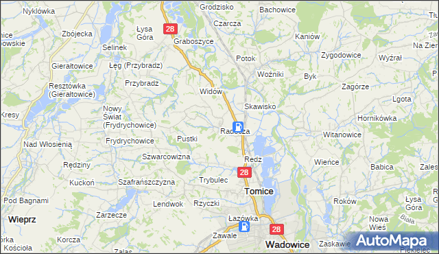 mapa Radocza, Radocza na mapie Targeo