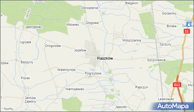 mapa Raszków powiat ostrowski, Raszków powiat ostrowski na mapie Targeo