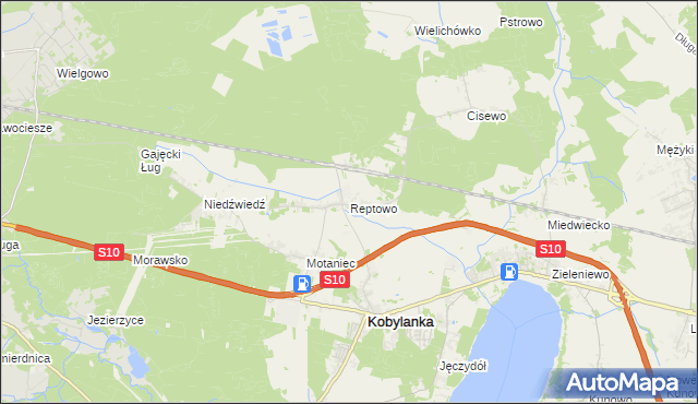 mapa Reptowo gmina Kobylanka, Reptowo gmina Kobylanka na mapie Targeo