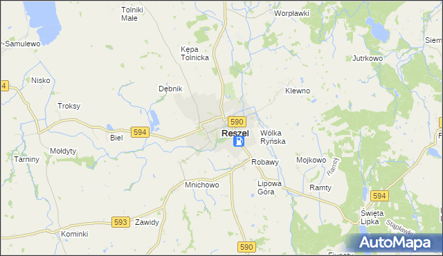 mapa Reszel, Reszel na mapie Targeo