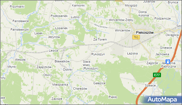 mapa Rykoszyn, Rykoszyn na mapie Targeo