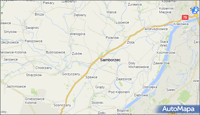 mapa Samborzec, Samborzec na mapie Targeo