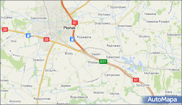 mapa Siedlin, Siedlin na mapie Targeo