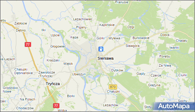 mapa Sieniawa powiat przeworski, Sieniawa powiat przeworski na mapie Targeo