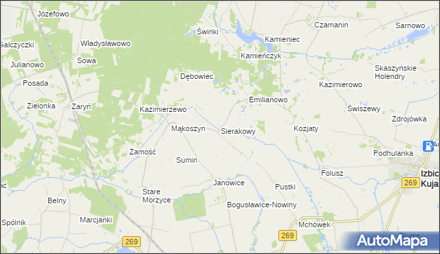 mapa Sierakowy, Sierakowy na mapie Targeo