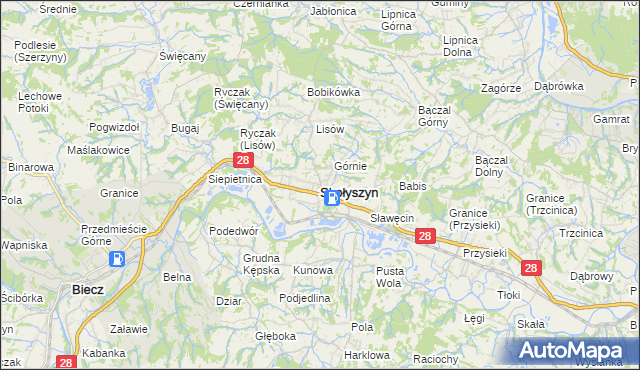 mapa Skołyszyn, Skołyszyn na mapie Targeo