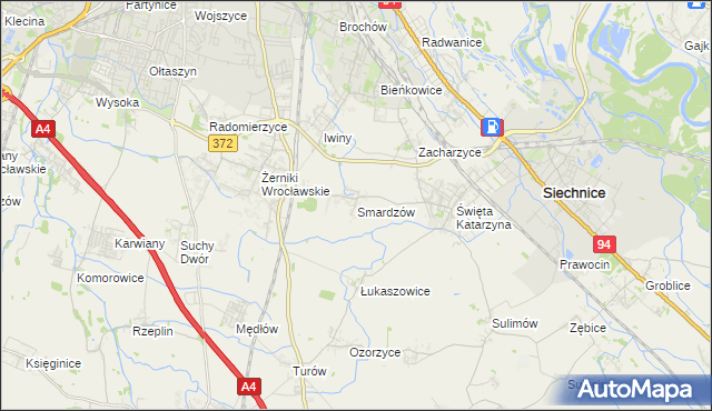 mapa Smardzów gmina Siechnice, Smardzów gmina Siechnice na mapie Targeo