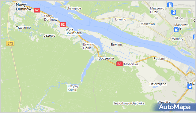 mapa Soczewka gmina Nowy Duninów, Soczewka gmina Nowy Duninów na mapie Targeo