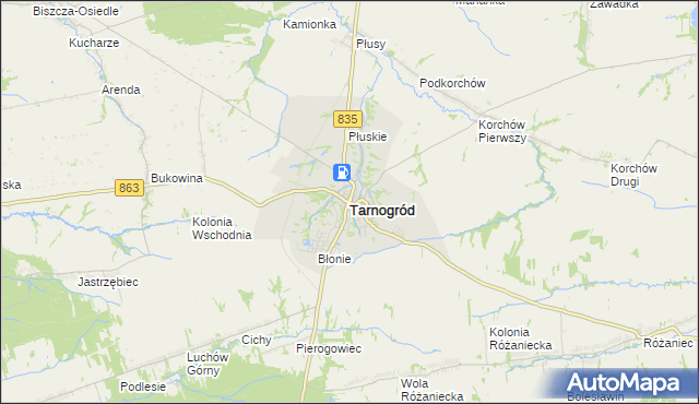 mapa Tarnogród, Tarnogród na mapie Targeo