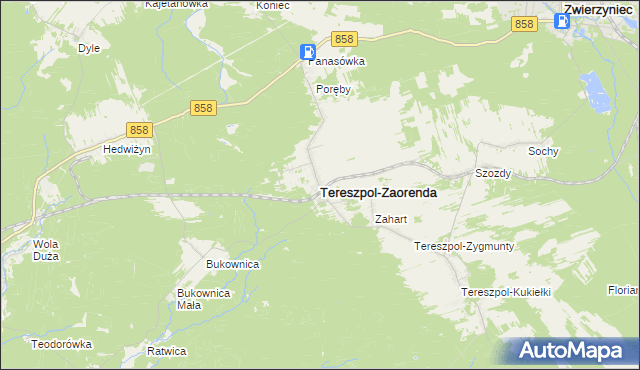 mapa Tereszpol-Zaorenda, Tereszpol-Zaorenda na mapie Targeo