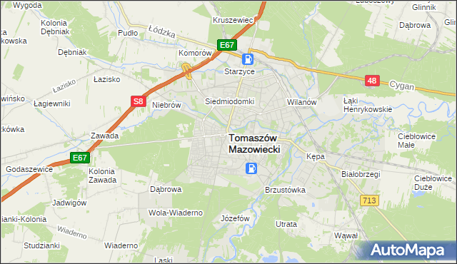 mapa Tomaszów Mazowiecki, Tomaszów Mazowiecki na mapie Targeo