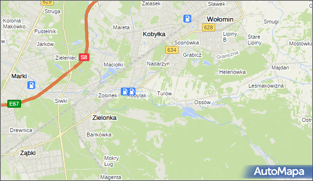 mapa Turów gmina Wołomin, Turów gmina Wołomin na mapie Targeo